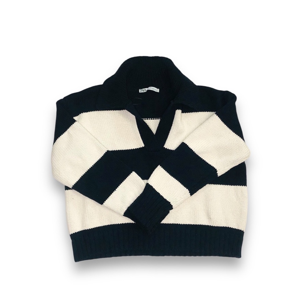 Zara Black and White Striped Sweater